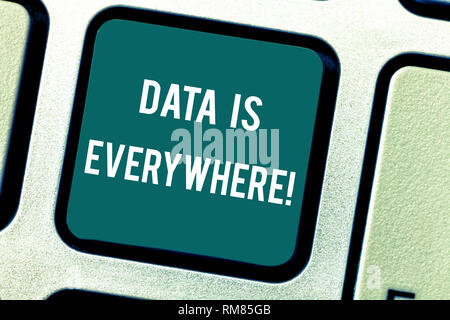 Word writing text Data Is Everywhere. Business concept for Information raw or unorganized form refer conditions idea Keyboard key Intention to create  Stock Photo