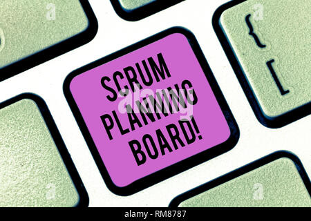 Word writing text Scrum Planning Board. Business concept for visual display of the progress of the Scrum team Keyboard key Intention to create compute Stock Photo