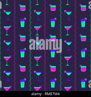 Flat cocktail party vector seamless pattern. Stock Vector