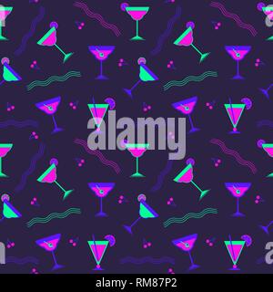 Flat cocktail party vector seamless pattern. Stock Vector