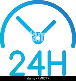round the clock icon. 24 hours working. Linear style. Vector illustration isolated on white Stock Vector