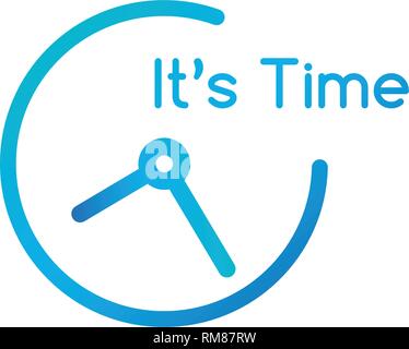 Clock line icon it's time sign, outline and solid, Vector illustration isolated on white Stock Vector