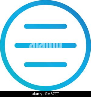 Hamburger Menu Circle Icon or button for web, Vector illustration isolated on white Stock Vector