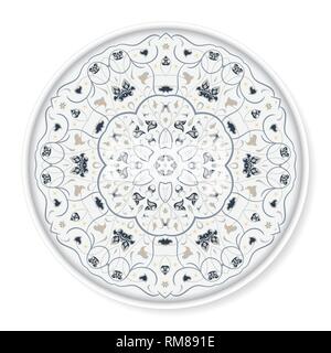 Decorative plate with colored arabic ornament. Home decor background, Interior decoration, kitchen plate. Stock Vector
