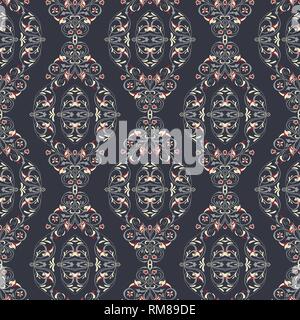 Symmetric seamless violet pattern. Decorative background in arabic style. The rich decor of the shapes and lines for design of cloth or paper. Vector  Stock Vector