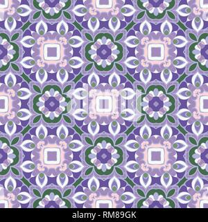 Seamless floral pattern in lilac and green colors. Decorative and design element for textile or book covers, manufacturing, wallpapers, print, gift wr Stock Vector