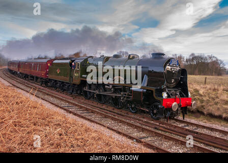 Scots Guardsman steam engine at Golborne. Stock Photo