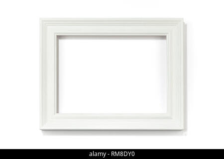 Empty white picture frame on white background Stock Photo