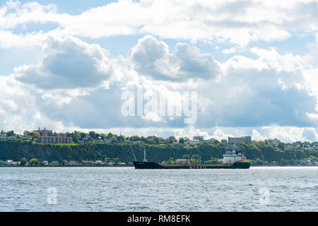 Quebec, OCT 2: Afternoon sunny view of Levis city with fall color, industry ship on OCT 2, 2018 at Quebec, Canada Stock Photo