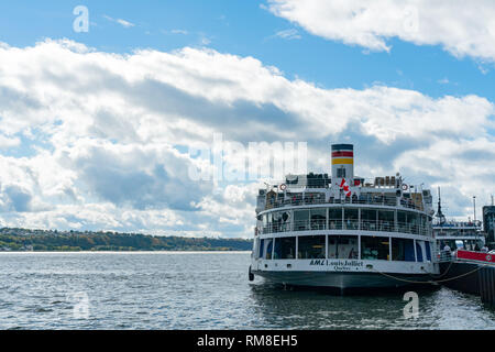 Quebec, OCT 2: Afternoon sunny view of Levis city with fall color, ferry on OCT 2, 2018 at Quebec, Canada Stock Photo