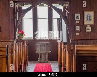 Baptismal font, Church of St John the Baptist, Waimate North, Northland, New Zealand Stock Photo