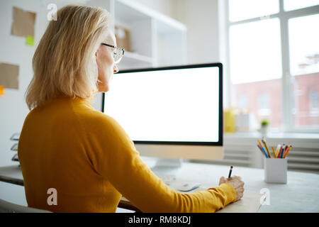 Computer with Blank Screen Stock Photo