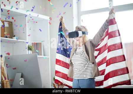Fan Cheering in VR Stock Photo