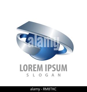 3D ribbon sphere logo concept design. Symbol graphic template element Stock Vector
