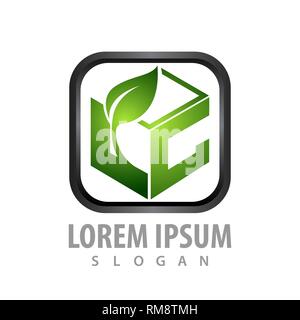 Rounded square leaf initial letter LC logo concept design. Symbol graphic template element Stock Vector