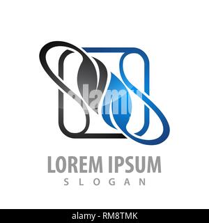 Rounded square with leaf logo concept design. Symbol graphic template element Stock Vector
