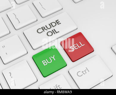 3d render of keyboard with crude oil button. The concept of investing in the stock market Stock Photo