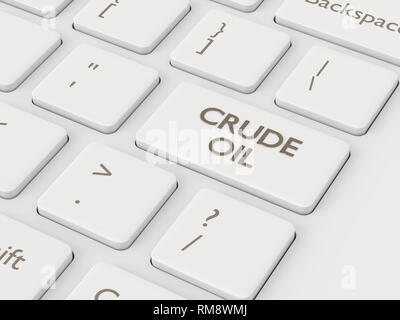 3d render of keyboard with crude oil button. The concept of investing in the stock market Stock Photo