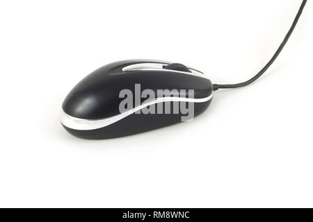 Black cord computer mouse isolated on white Stock Photo