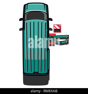 Man repairs car lying below it. Vector illustration, EPS 10 Stock Vector