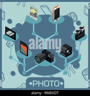 Photo olor isometric concept. Vector illustration, EPS 10 Stock Vector