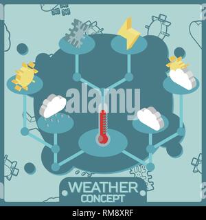 Weather color isometric concept icons. Vector illustration, EPS 10 Stock Vector