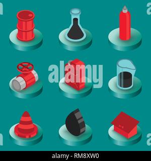 Gas color isometric icons. Vector illustration, EPS 10 Stock Vector