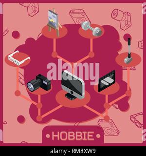 Hobbie color isometric concept. Vector illustration, EPS 10 Stock Vector