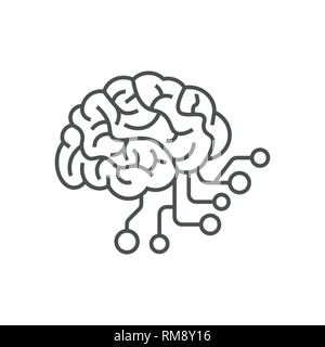 Artificial intelligence, AI icon. AI brain concept. EPS 10. Editable Stroke. Stock Vector