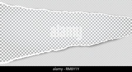 Torn white horizontal squared paper strips for text or message is on white background. Vector illustration Stock Vector