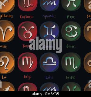 Zodiac icon set vector sign pattern. Horoscope set. Vector illustration, EPS 10 Stock Vector