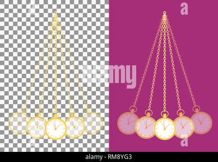 Hypnotic pocket watch pendulum. Well known trick of hypnotists. Stock Vector