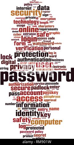 Password word cloud concept. Vector illustration Stock Vector