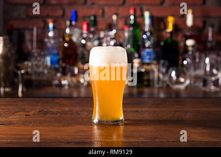 Refreshing Amber Craft Beer on a Bar Stock Photo
