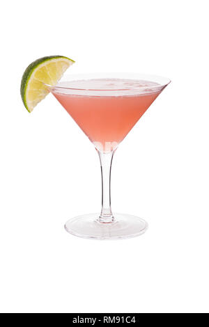 Refreshing Vodka Cosmopolitan Martini Cocktail on White with a Clipping Path Stock Photo