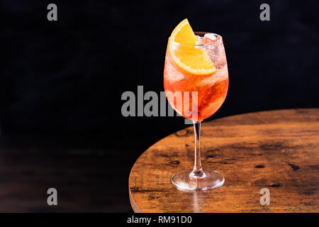 Alcoholic Aperol Spritz Cocktail on a Table Stock Photo