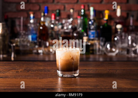Refreshing White Russian Cocktail on a Bar Stock Photo