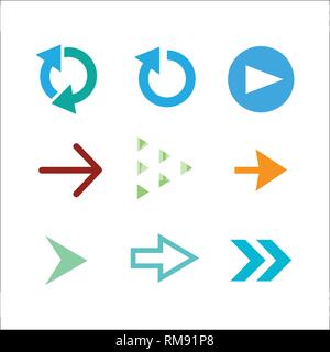 Set of colored shiny arrow icons vector Stock Vector