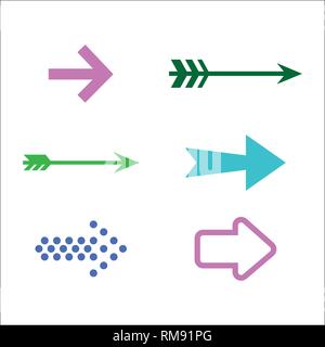 Set of colored shiny arrow icons vector Stock Vector