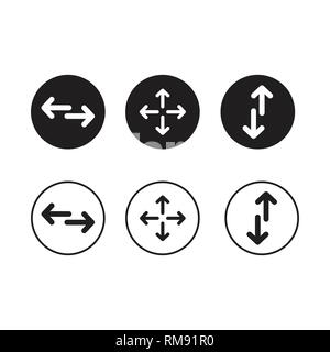 A set of directional arrow vector icons in black and white - great icon set for website navigation Stock Vector