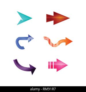 Arrows. Set of colored shiny icons. 3d vector illustration isolated on white background Stock Vector