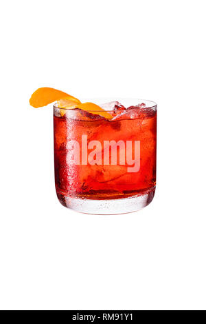 Refreshing Gin Negroni Cocktail on White with a Clipping Path Stock Photo