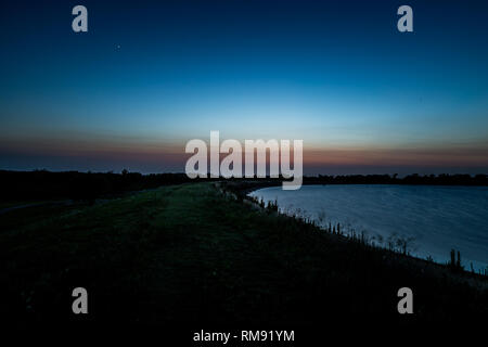 Sunset over a Kansas lake Stock Photo