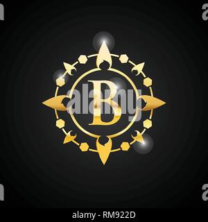 Letter B Luxury logo gold. Vintage vector ornament Signs and Symbols Stock Vector