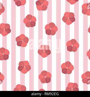 Abstract Hibiscus flower seamless repeat pattern. vector illustration Stock Vector