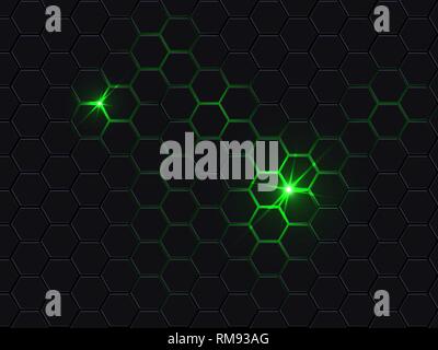 Hexagonal polygon abstract dark background. Stock Vector