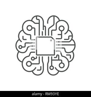 Brain Logo silhouette design vector template. AI brain concept. EPS 10 Stock Vector