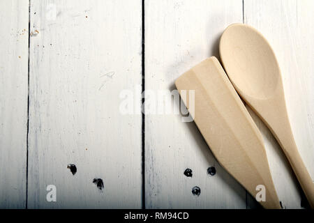 Photo of a wooden spoon and spatula Stock Photo
