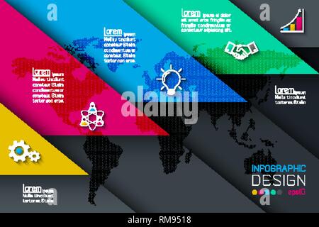 Five labels with business icon infographics. Stock Vector