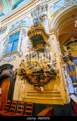 KRAKOW, POLAND - JUNE 21, 2018: The interior of St Michael and St Stanislaus Church is a fine example of Polish church baroque style, on June 21 in Kr Stock Photo
